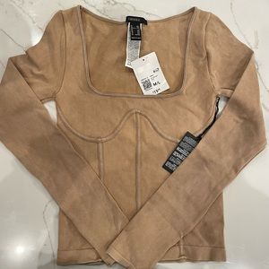 Forever 21 Taupe Long Sleeve Knit Shirt Size M/L